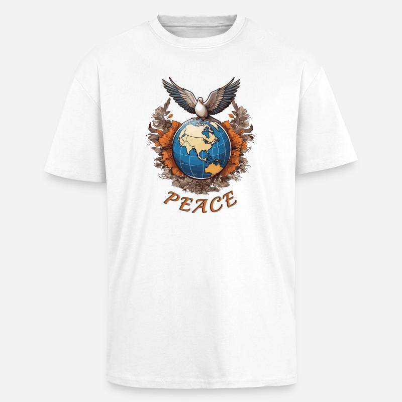 Frieden auf Planet Erde - Oversized Heavyweight Unisex T-Shirt - Weiß