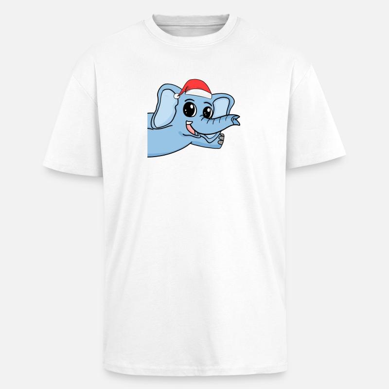 Elephant Christmas - Unisex Oversized Heavyweight T-shirt - white