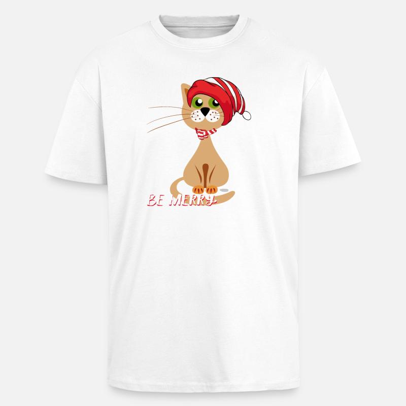 sois Joyeux Chat de Noël - T-shirt unisexe oversize épais - blanc