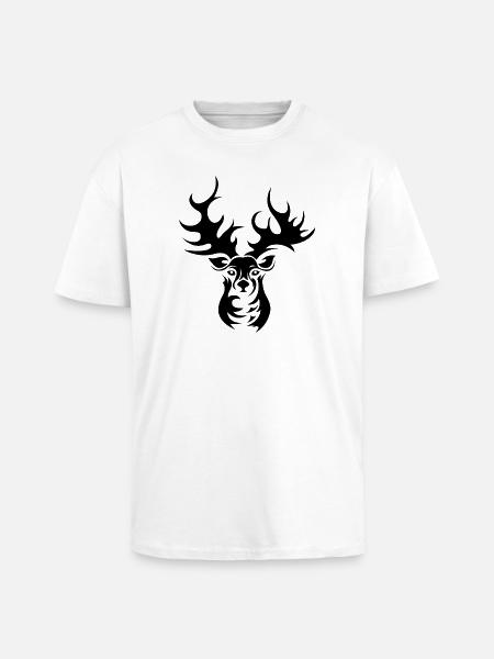 Reindeer Elk Deer Antlers Illustration Icon - Unisex Oversized Heavyweight T-shirt - white