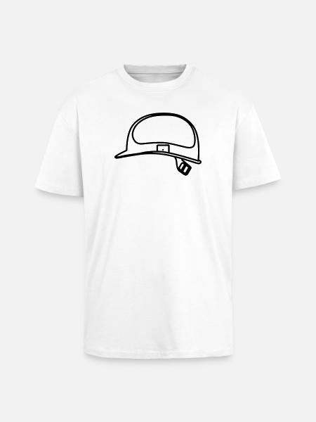 Helmet Construction Worker Outline Smybol - Unisex Oversized Heavyweight T-shirt - white