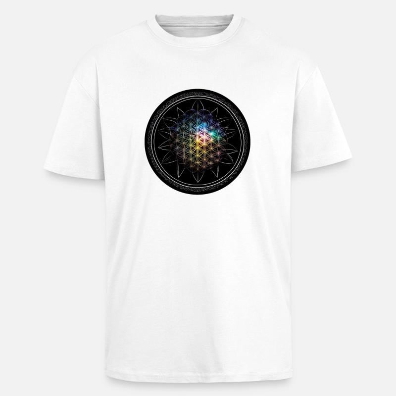 Blume des Lebens Regenbogen - Oversized Heavyweight Unisex T-Shirt - Weiß