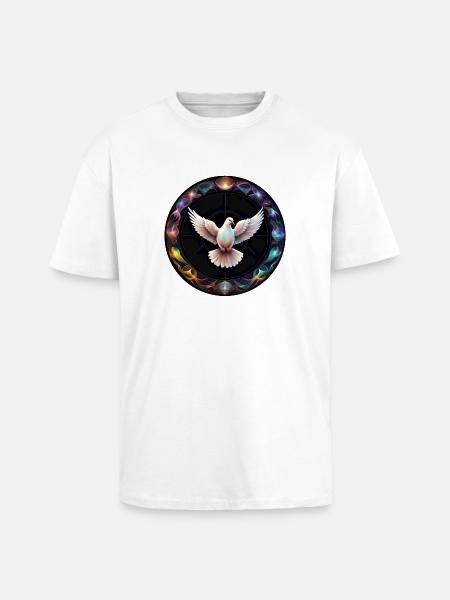 Friedens-Taube im Farbenzauber - Oversized Heavyweight Unisex T-Shirt - Weiß