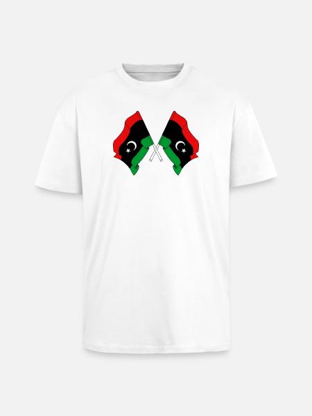 Deux drapeaux Libye - T-shirt unisexe oversize épais - blanc