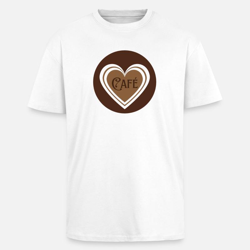 Kaffee mit Herzen - Oversized Heavyweight Unisex T-Shirt - Weiß
