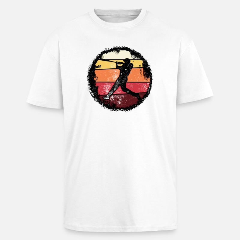 Baseball Sunset Silhouette - Unisex Oversized Heavyweight T-shirt - white