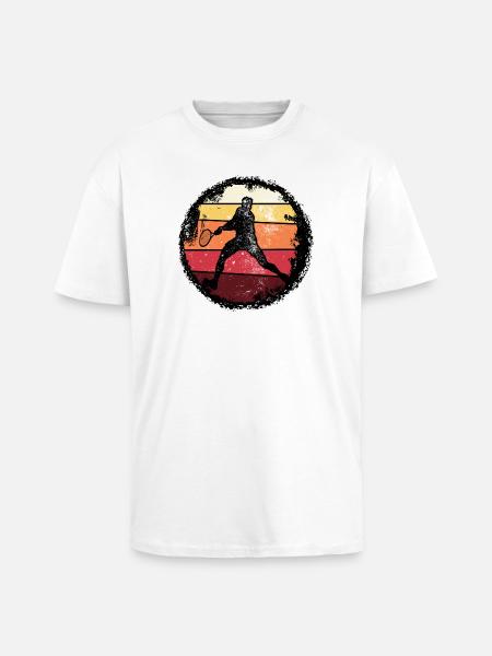 Retro Sunset Tennis Silhouette - Unisex Oversized Heavyweight T-shirt - white
