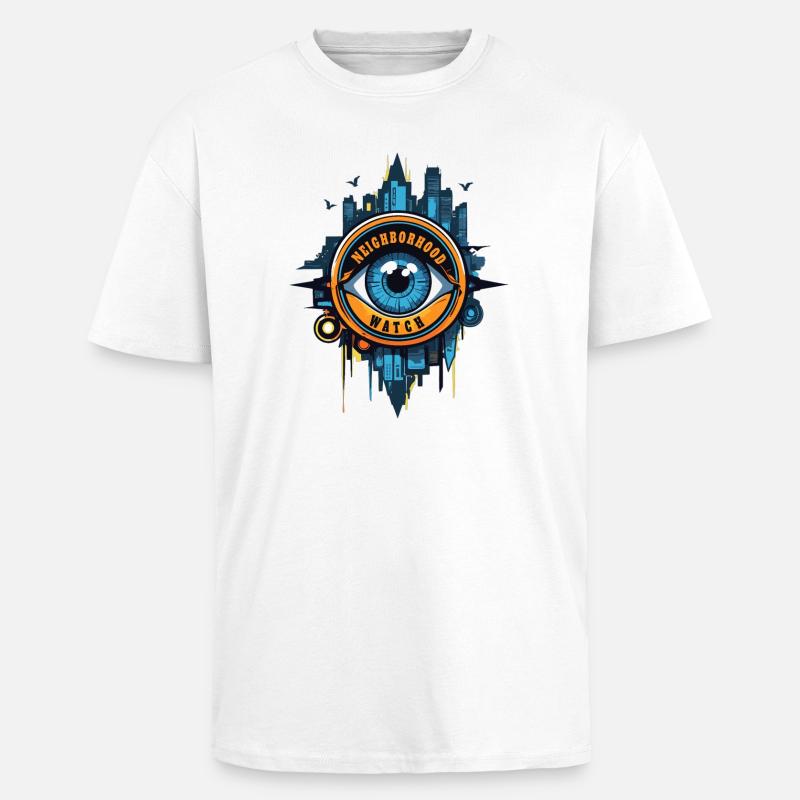 Œil de surveillance de quartier - T-shirt unisexe oversize épais - blanc