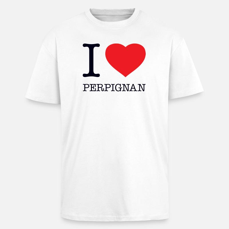 I LOVE PERPIGNAN - Oversized Heavyweight Unisex T-Shirt - Weiß