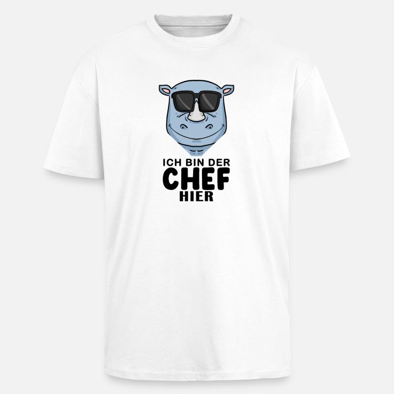 Chef Spruch mit Nashorn Motiv - Oversized Heavyweight Unisex T-Shirt - Weiß