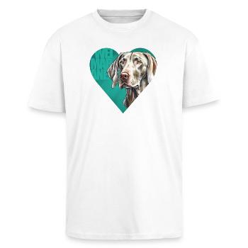 Portrait de braque de Weimar - T-shirt unisexe oversize épais - blanc - Devant - Alina (178cm) & Michal (187cm)