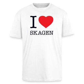 I LOVE SKAGEN - Oversized Heavyweight Unisex T-Shirt - Weiß - Vorne - Alina (178cm) & Michal (187cm)