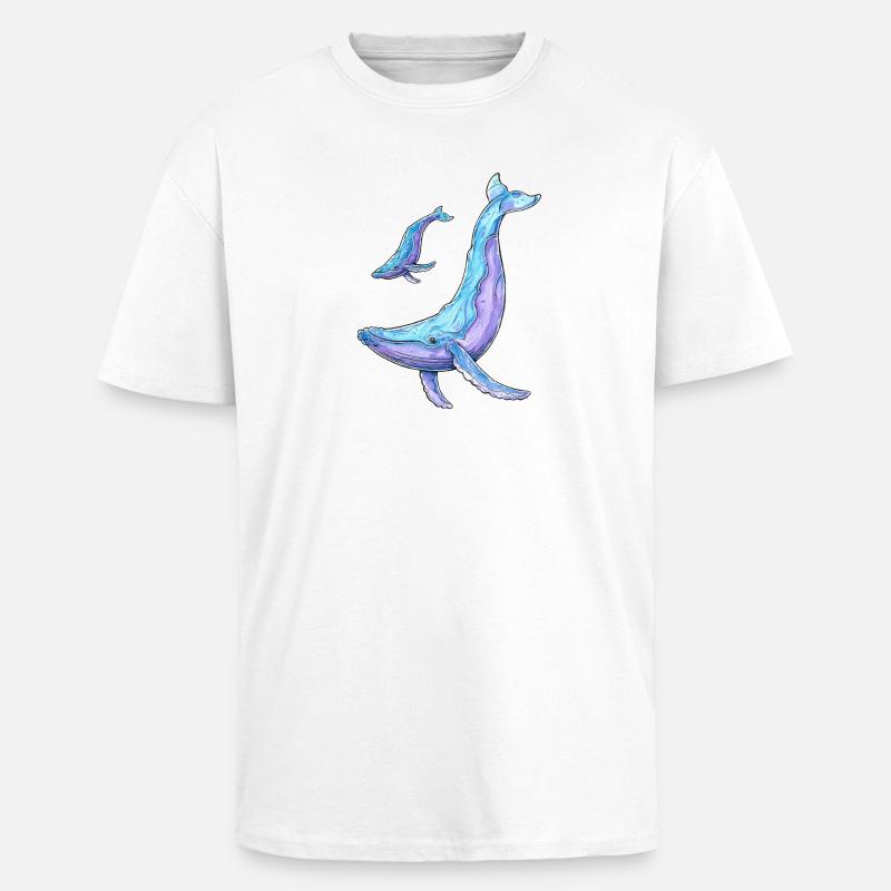 Buckelwal mit Kalb - Oversized Heavyweight Unisex T-Shirt - Weiß