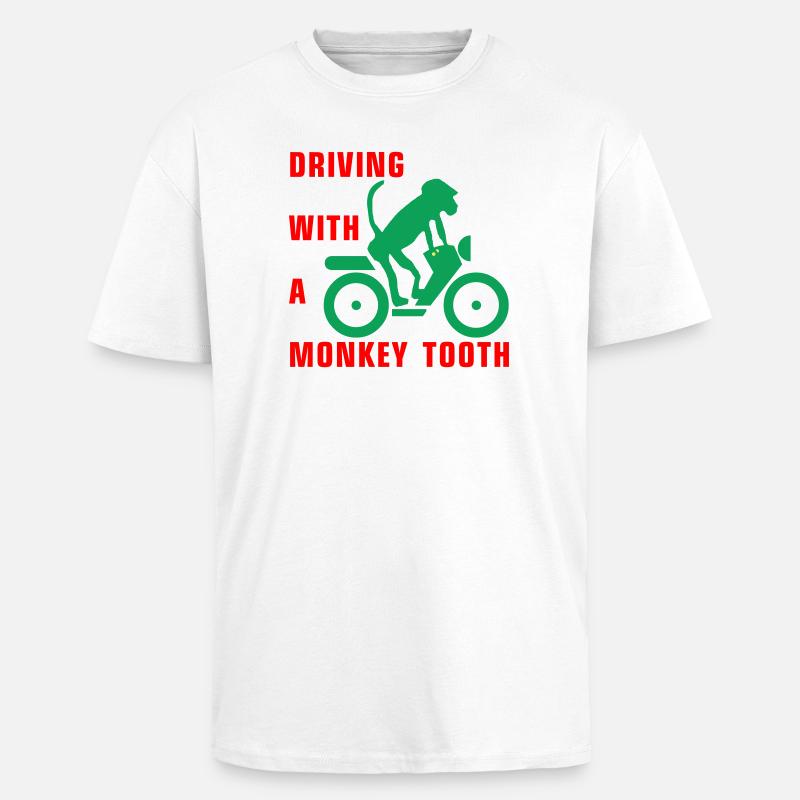 Driving with a monkey tooth - Affenzahn - Oversized Heavyweight Unisex T-Shirt - Weiß