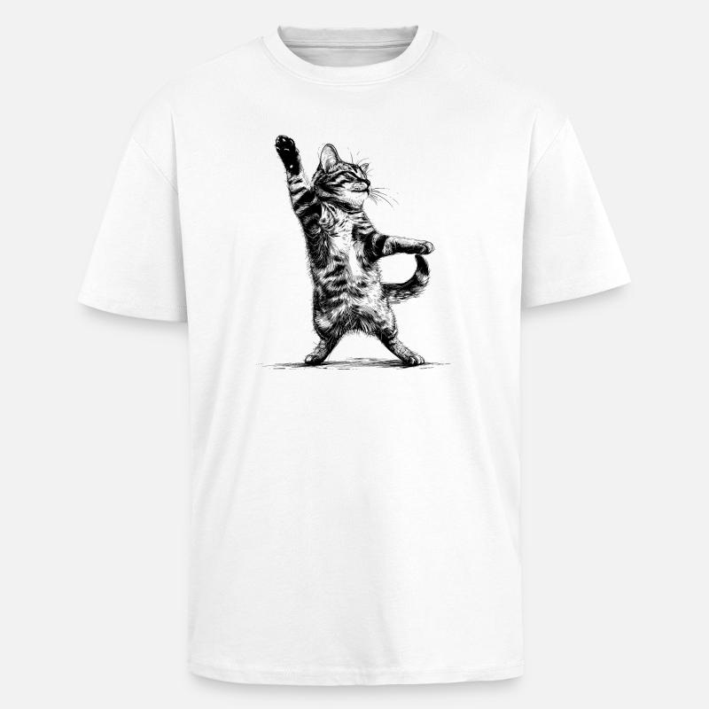 Disco-Katze - Oversized Heavyweight Unisex T-Shirt - Weiß