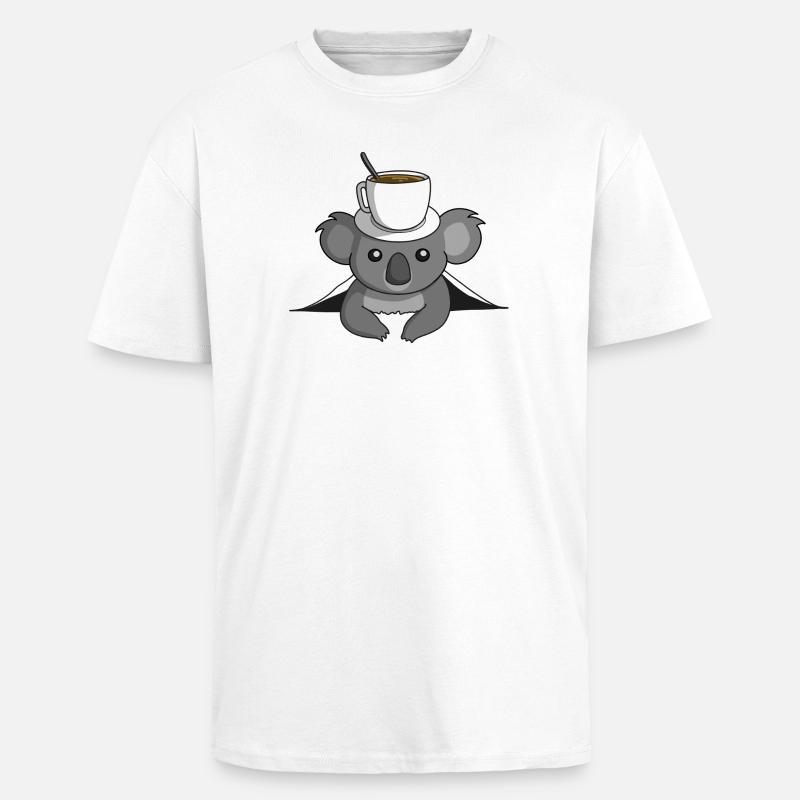 Kaffee Koala - Oversized Heavyweight Unisex T-Shirt - Weiß