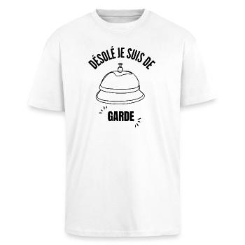 Désolé je suis de garde - T-shirt unisexe oversize épais - blanc - Devant - Alina (178cm) & Michal (187cm)