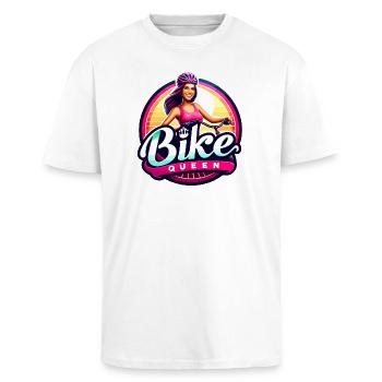 Bike Queen Empowerment Design - Oversized Heavyweight Unisex T-Shirt - Weiß - Vorne - Alina (178cm) & Michal (187cm)