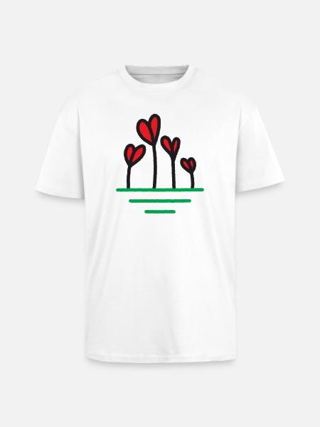 Heart Sprouts in Bloom - Unisex Oversized Heavyweight T-shirt - white