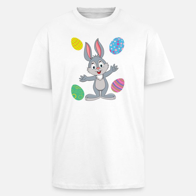 EASTER BUNNY AND EASTER EGGS - Unisex Oversized Heavyweight T-shirt - white
