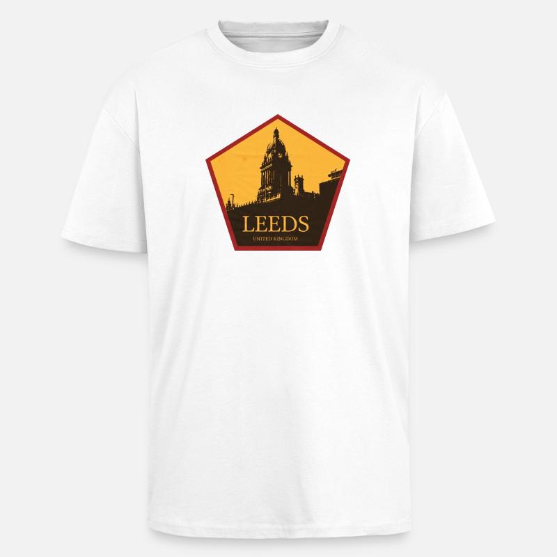 Leeds Uhrturm Silhouette - Oversized Heavyweight Unisex T-Shirt - Weiß