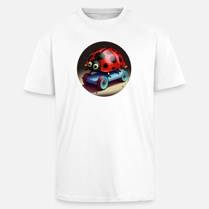 Marienkäfer auf Skateboard - Oversized Heavyweight Unisex T-Shirt - Weiß
