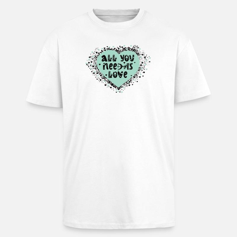 Liebevolles Herzdesign mit Botschaft - Oversized Heavyweight Unisex T-Shirt - Weiß