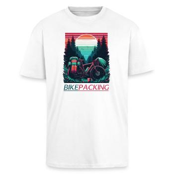 Forêt de vélo au coucher du soleil - T-shirt unisexe oversize épais - blanc - Devant - Alina (178cm) & Michal (187cm)