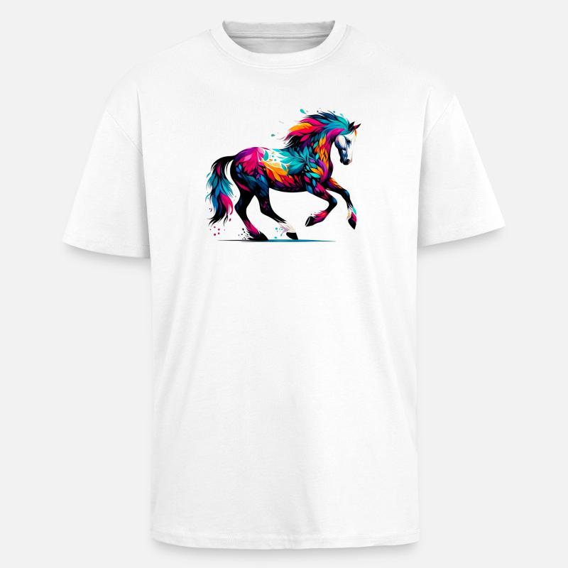 Pferd - Oversized Heavyweight Unisex T-Shirt - Weiß