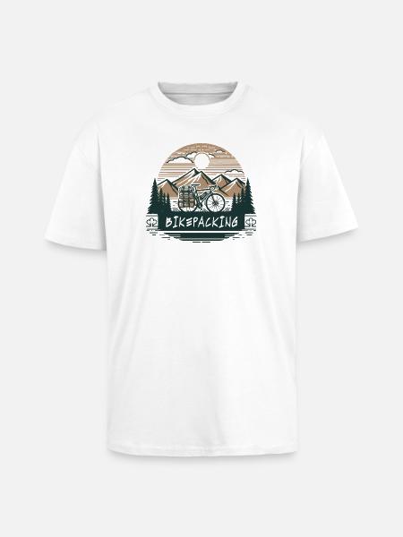 Grus Cykel Mountain Bikepacking Eventyr Design - Unisex oversized heavyweight t-shirt - hvid