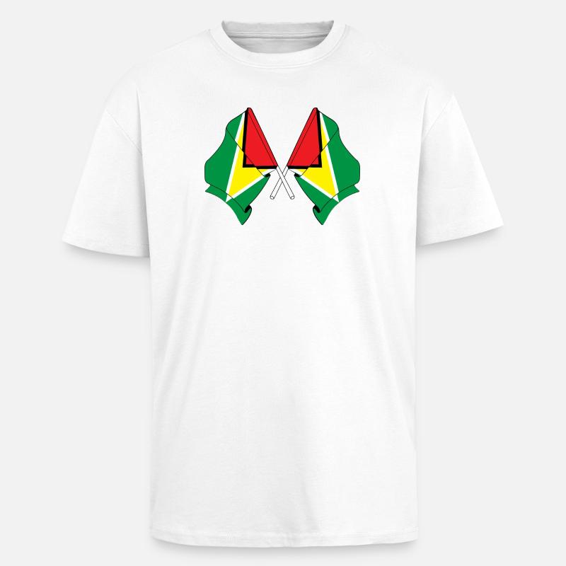 Deux drapeaux croisés de la Guyane - T-shirt unisexe oversize épais - blanc