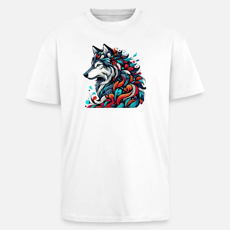 Wolf - Unisex Oversized Heavyweight T-shirt - white