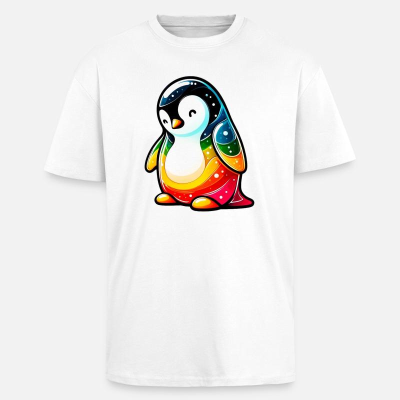 Pingouin - T-shirt unisexe oversize épais - blanc