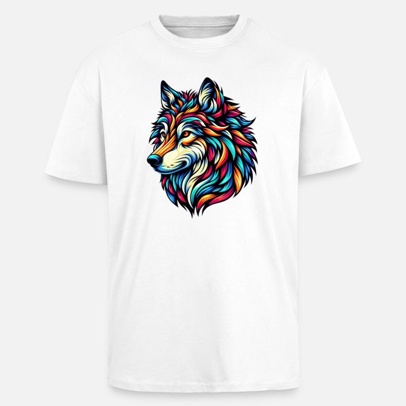 Wolf - Oversized Heavyweight Unisex T-Shirt - Weiß