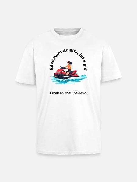 Vibrant Jet Ski Adventure Design - Unisex Oversized Heavyweight T-shirt - white