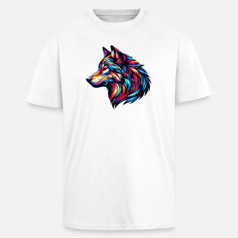 Wolf - Oversized Heavyweight Unisex T-Shirt - Weiß