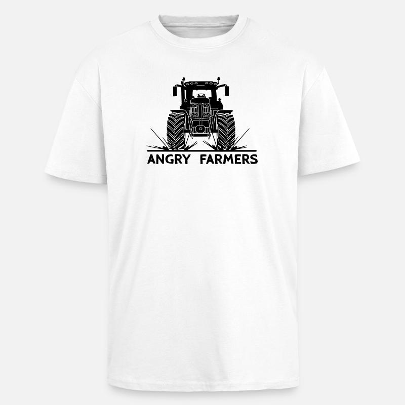 Tractor protest Angry farmers - Unisex Oversized Heavyweight T-shirt - white