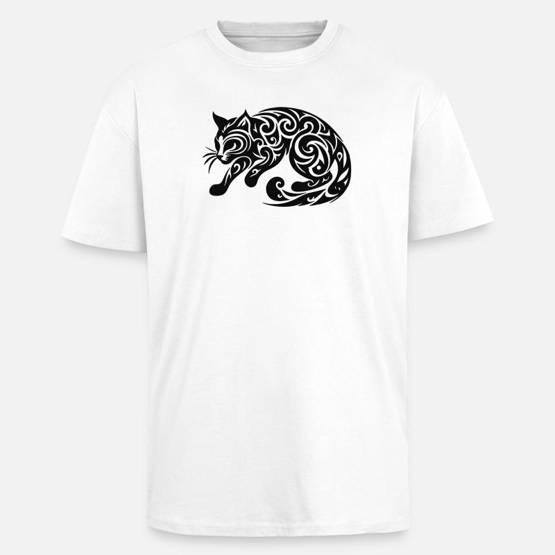 Schwarze Katze - Oversized Heavyweight Unisex T-Shirt - Weiß