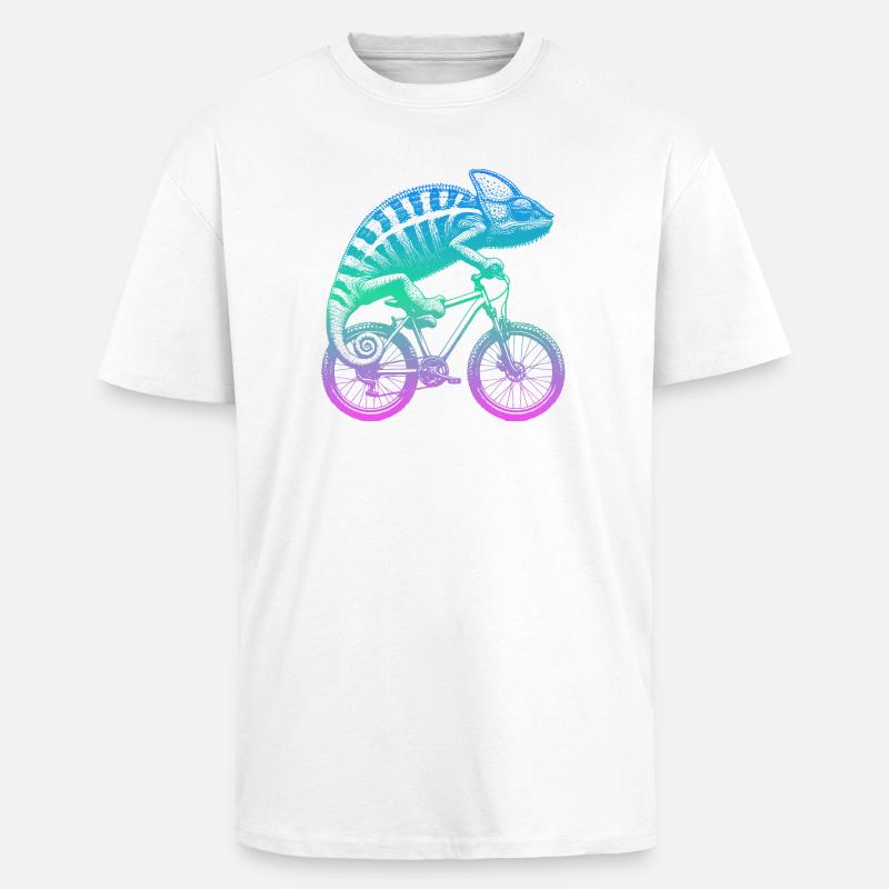 Radfahrendes Chamäleon - Oversized Heavyweight Unisex T-Shirt - Weiß