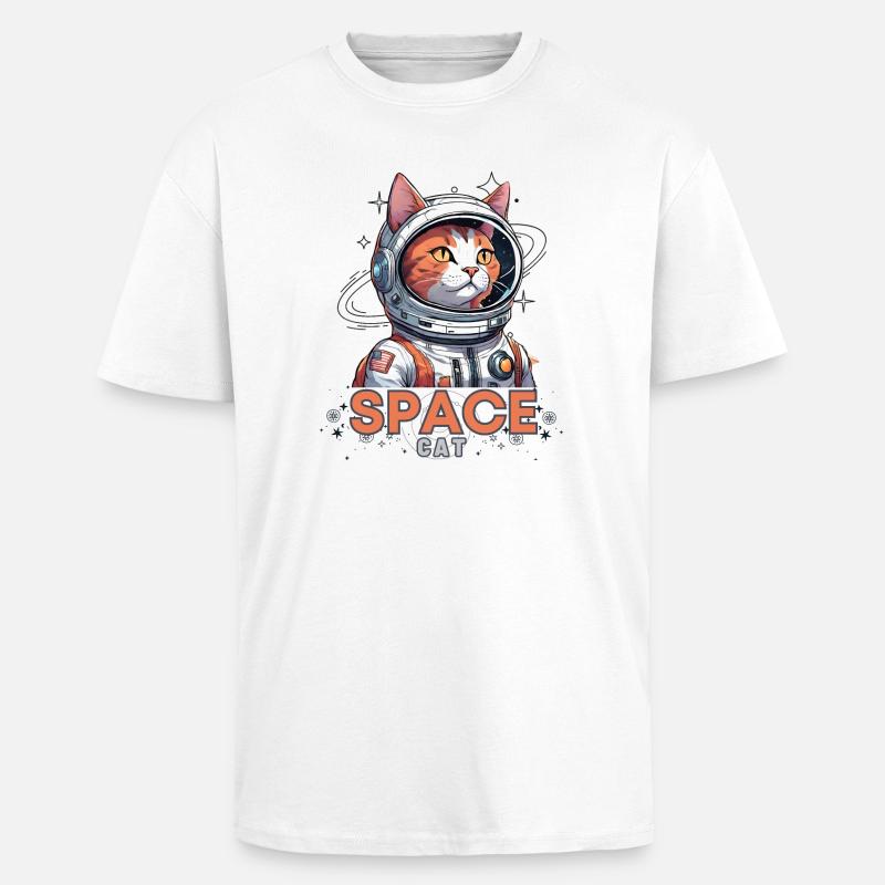 Astronaute Chat de l’Espace - T-shirt unisexe oversize épais - blanc