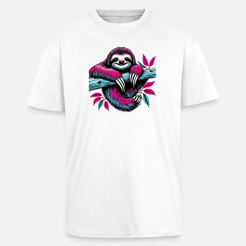 Faultier - Oversized Heavyweight Unisex T-Shirt - Weiß