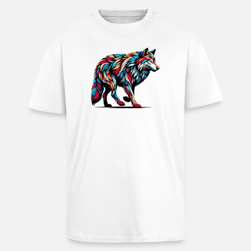 Wolf - Unisex Oversized Heavyweight T-shirt - white