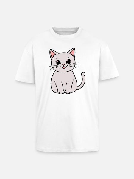 gray kitten - Unisex Oversized Heavyweight T-shirt - white