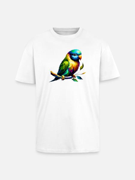 Regenbogensittich (01) - Oversized Heavyweight Unisex T-Shirt - Weiß