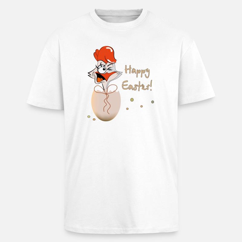 Happy Easter Rooster Easter - Unisex Oversized Heavyweight T-shirt - white