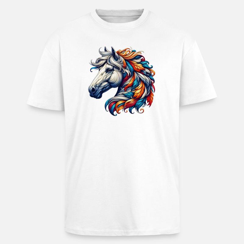 Cheval - T-shirt unisexe oversize épais - blanc