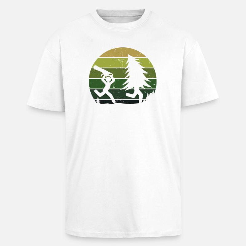 Arbre bûcheron sciure sciure bois bois - T-shirt unisexe oversize épais - blanc