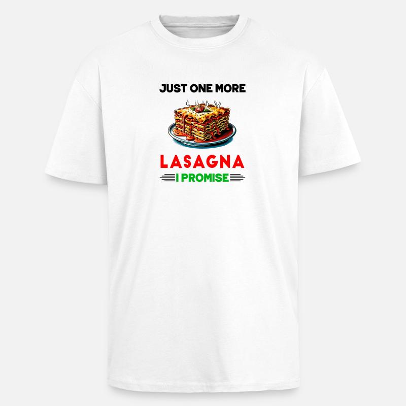 Nur noch eine Lasagne, versprochen - Oversized Heavyweight Unisex T-Shirt - Weiß