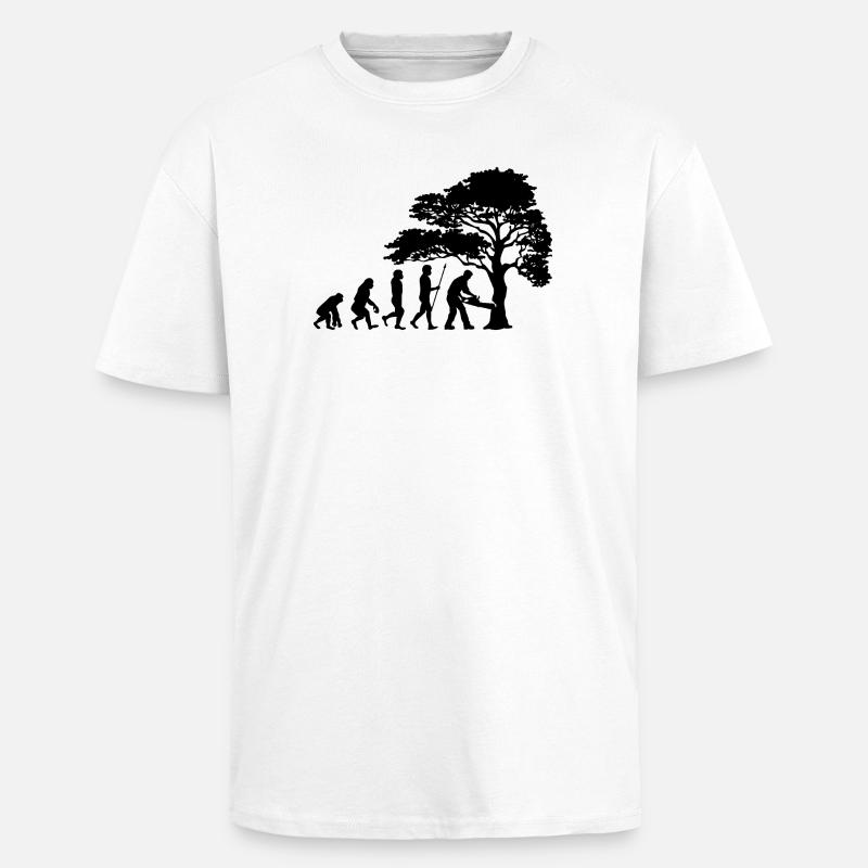 Lumberjack Tree Evolution Saw Sawdust - Unisex Oversized Heavyweight T-shirt - white