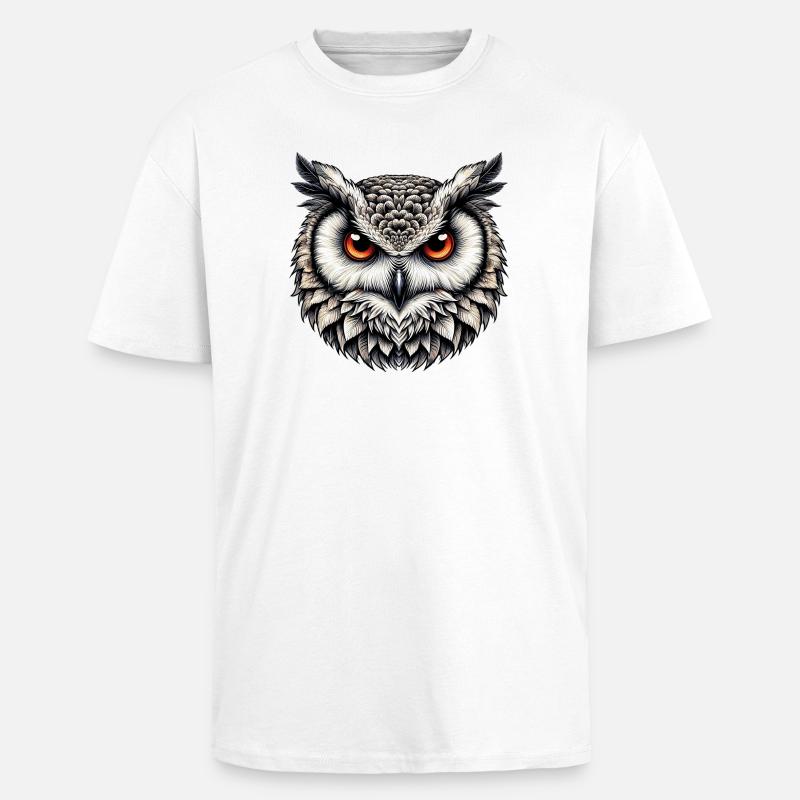 Eule - Oversized Heavyweight Unisex T-Shirt - Weiß